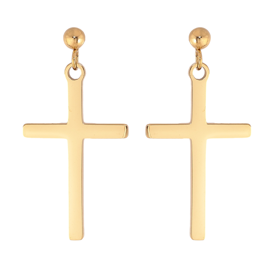 Сережки Xuping TTM Stainless Steel колір 14K пусети "Хрестики" фото №1 Сережки Xuping TTM Stainless Steel колір 14K пусети "Хрестики" фото №1