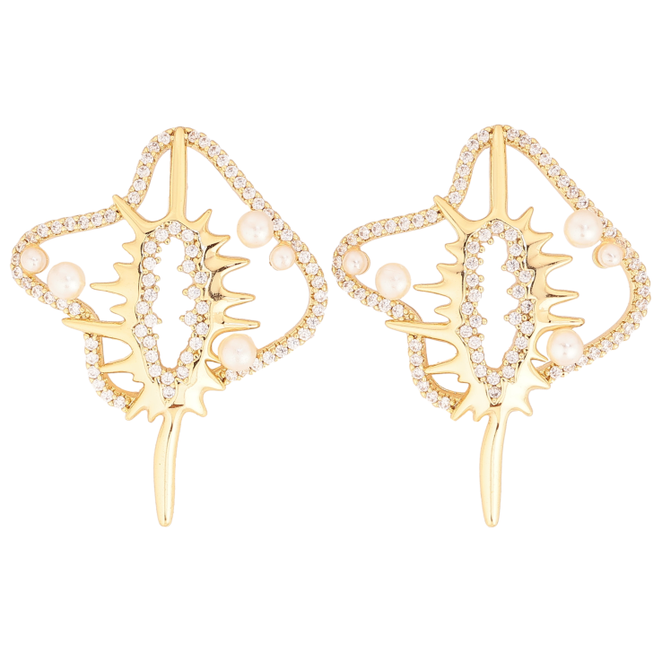 Серьги Xuping цвет Позолота 14K пусеты "Декоративные скаты" фото №7