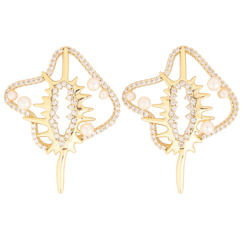 Сережки Xuping колір Позолота 14K пусети "Декоративні скати" фото №1