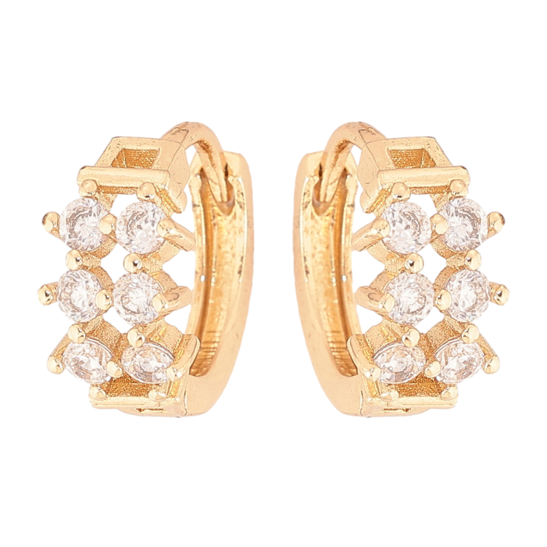 Сережки Xuping колір Позолота 14K колечка "Візерунок з кристалами" фото №1