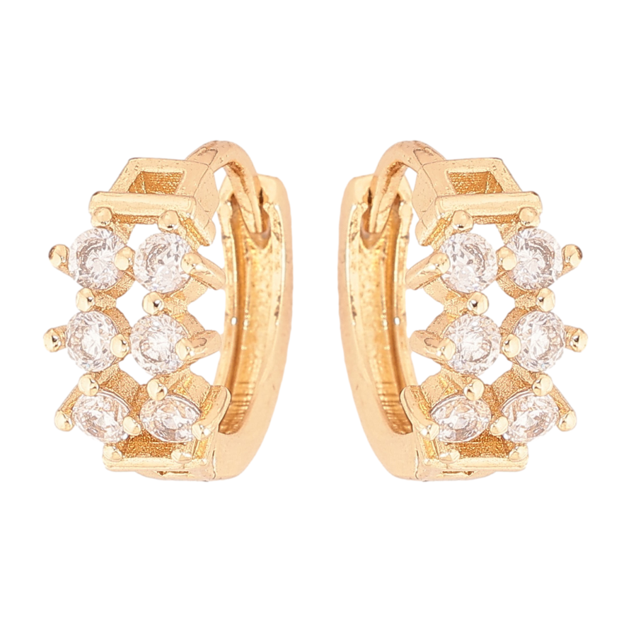 Сережки Xuping колір Позолота 14K колечка "Візерунок з кристалами" фото №1