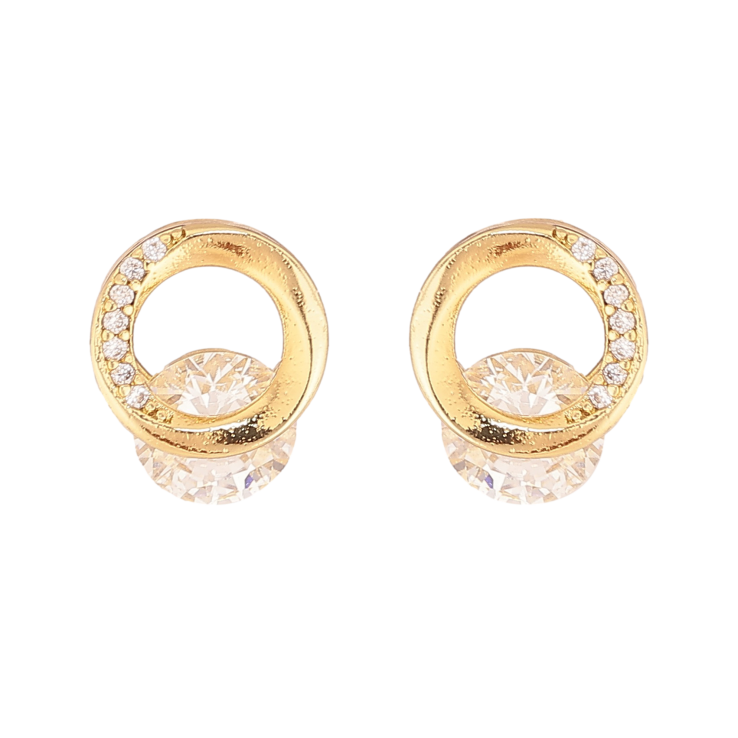 Сережки Xuping колір Позолота 14K пусети "Кільця з кристалами" фото №12 Сережки Xuping колір Позолота 14K пусети "Кільця з кристалами" фото №12