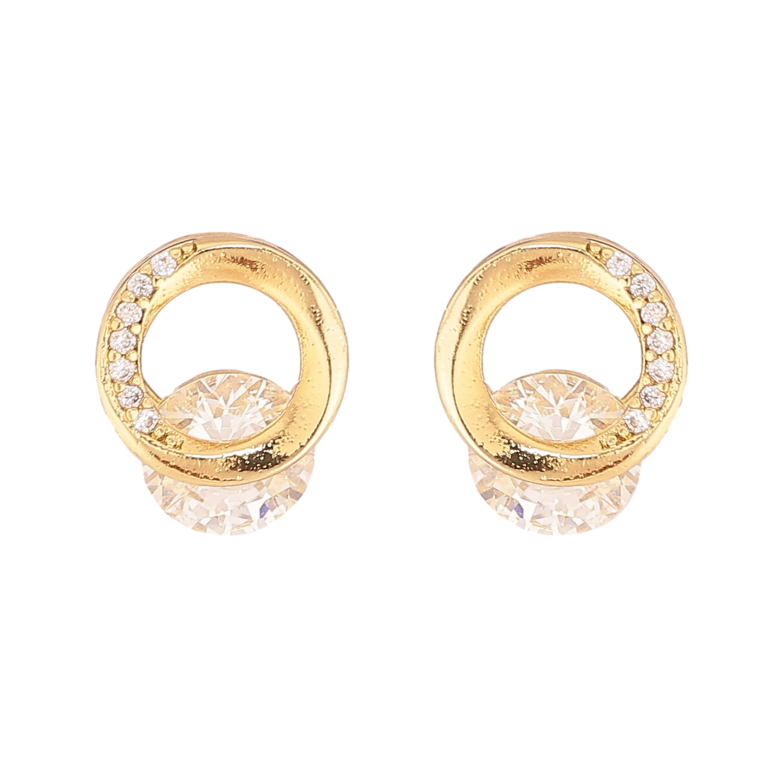 Серьги Xuping цвет Позолота 14K пусеты "Колечки с кристаллами" фото №2 Серьги Xuping цвет Позолота 14K пусеты "Колечки с кристаллами" фото №2