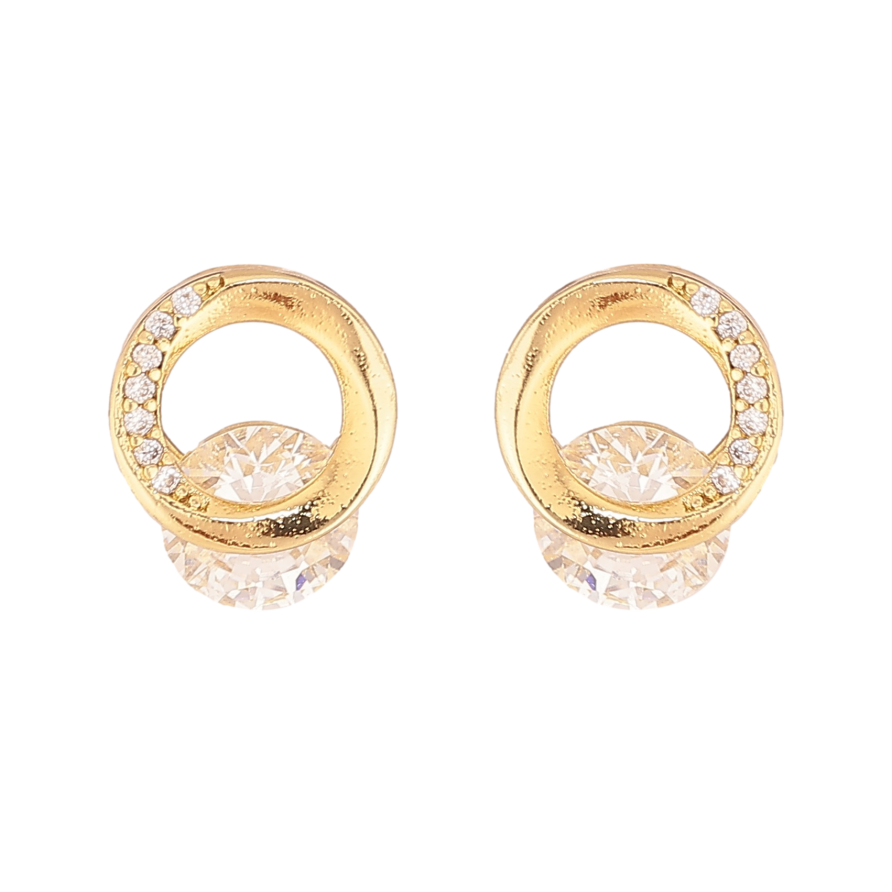 Сережки Xuping колір Позолота 14K пусети "Кільця з кристалами" фото №1 Сережки Xuping колір Позолота 14K пусети "Кільця з кристалами" фото №1