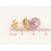 Серьги Xuping цвет Позолота 14K пусеты "Цветочки с сиреневыми кристальными шариками" фото №2