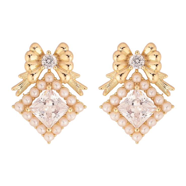 Серьги Xuping цвет Позолота 14K пусеты "Банты с ромбами" фото №21