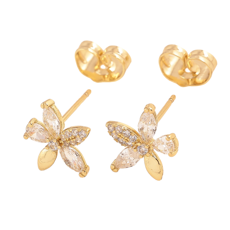 Сережки Xuping колір Позолота 14K пусети "Кристальні квіточки" фото №10 Сережки Xuping колір Позолота 14K пусети "Кристальні квіточки" фото №10