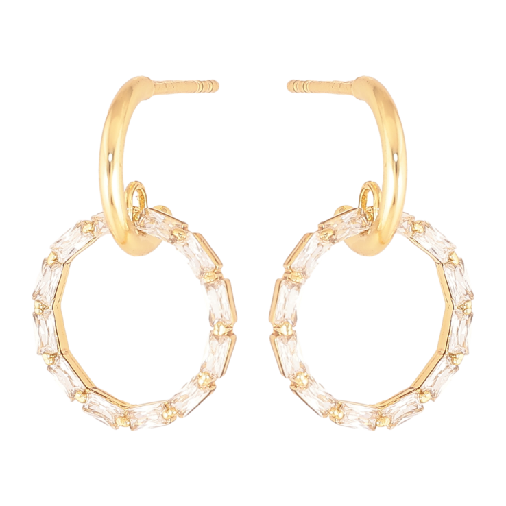 Серьги Xuping цвет Позолота 14K пусеты "Кристальные кольца" фото №22