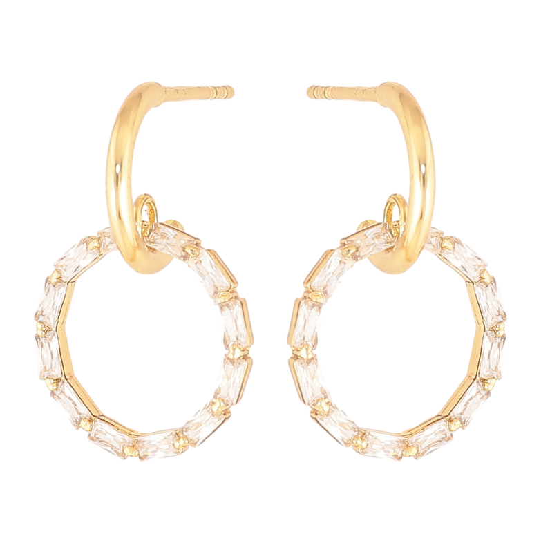 Сережки Xuping колір Позолота 14K пусети "Кристальні кільця" фото №1