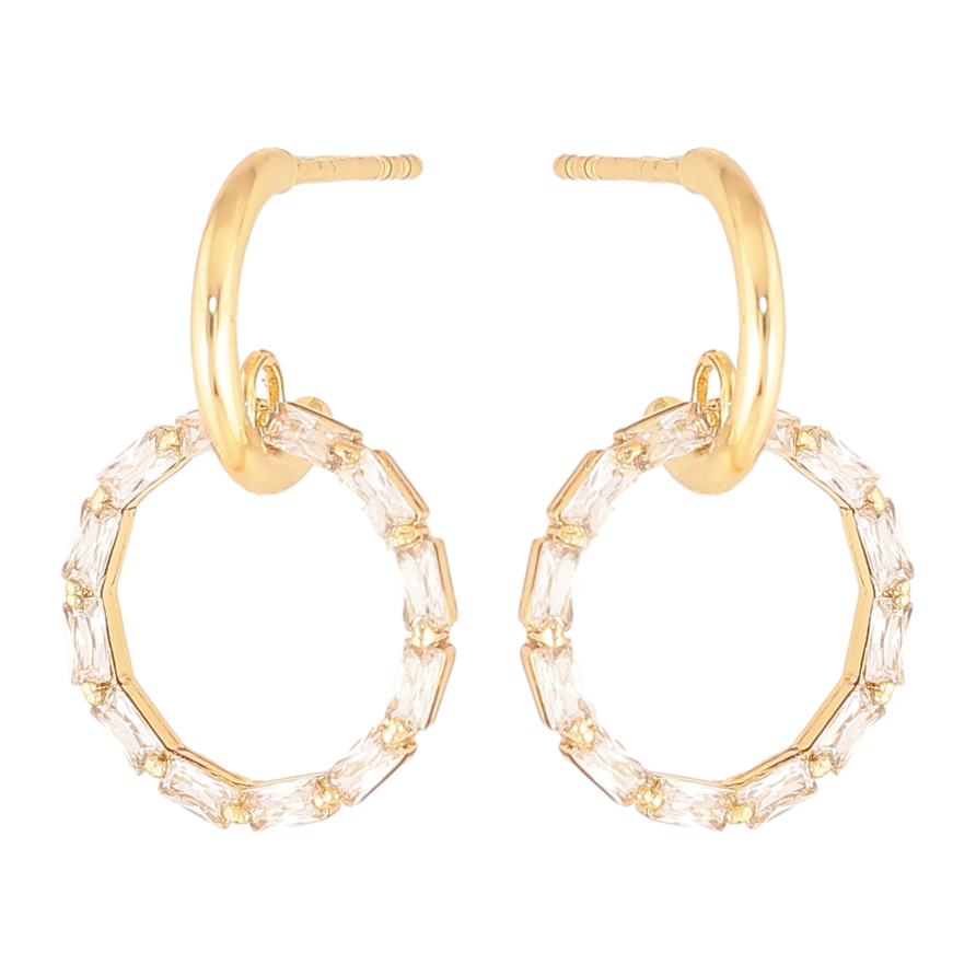 Серьги Xuping цвет Позолота 14K пусеты "Кристальные кольца" фото №1