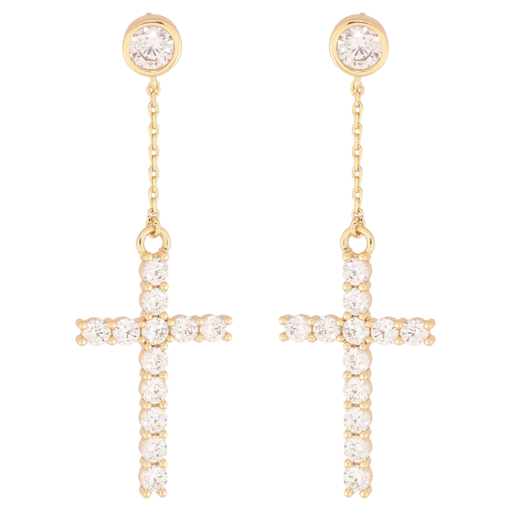 Сережки Xuping колір Позолота 14K пусети "Кристальні хрестики" фото №17