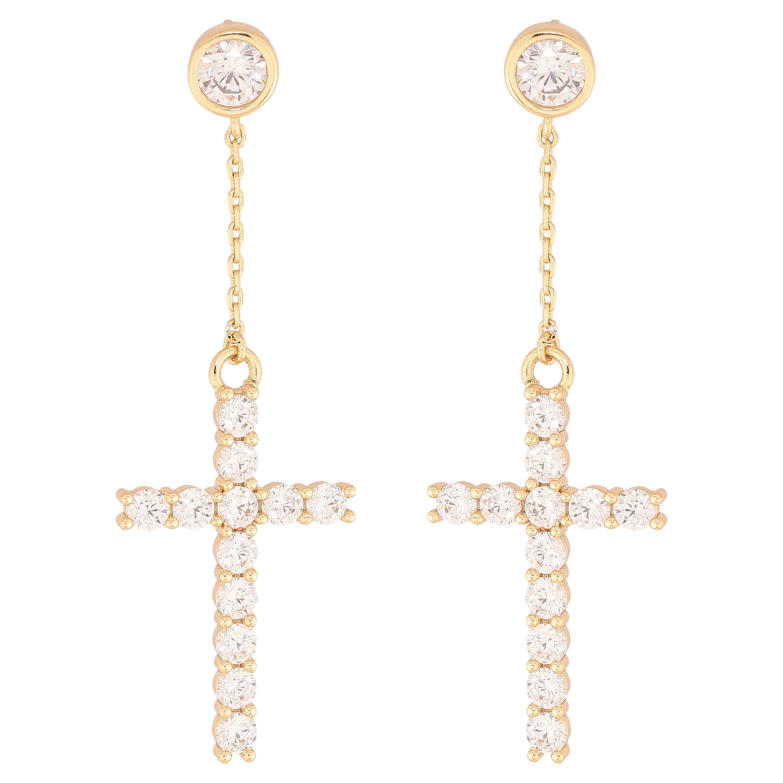Серьги Xuping цвет Позолота 14K пусеты "Кристальные крестики" фото №1 Серьги Xuping цвет Позолота 14K пусеты "Кристальные крестики" фото №1