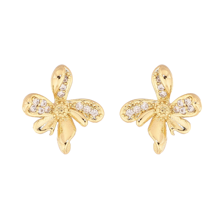 Сережки Xuping колір Позолота 14K пусети "Кристальні квіточки" фото №8 Сережки Xuping колір Позолота 14K пусети "Кристальні квіточки" фото №8