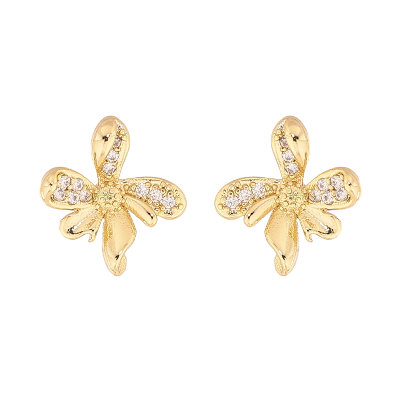 Серьги Xuping цвет Позолота 14K пусеты "Кристальные цветочки" фото №1 Серьги Xuping цвет Позолота 14K пусеты "Кристальные цветочки" фото №1