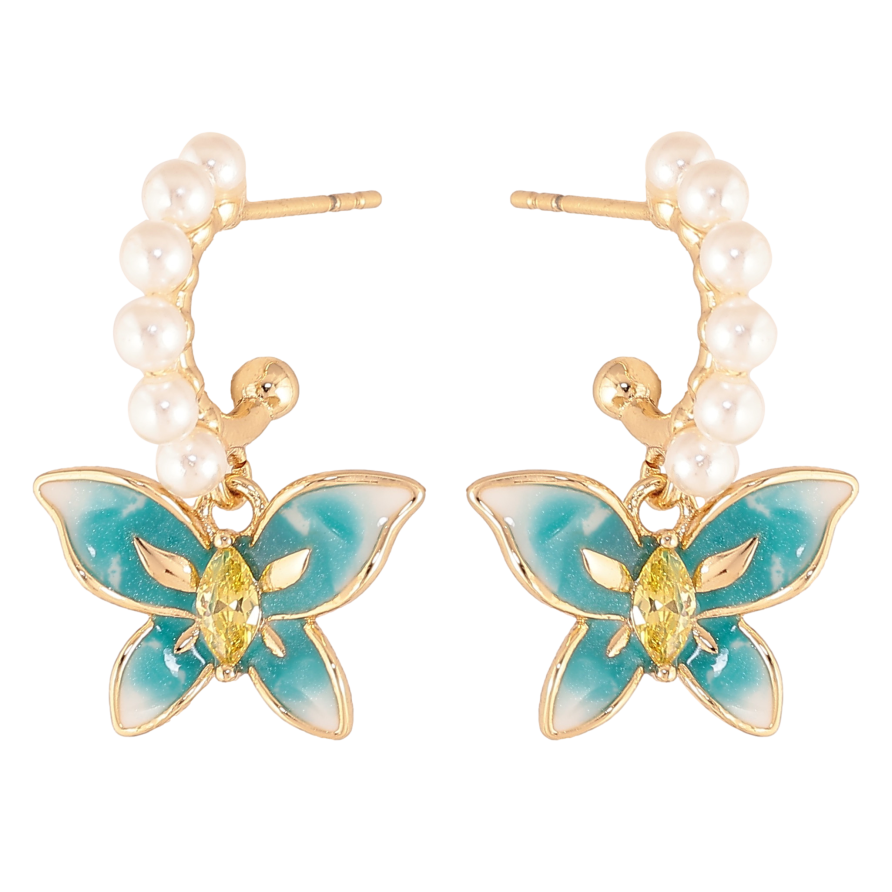 Серьги Xuping цвет Позолота 14K пусеты "Бабочки" фото №1