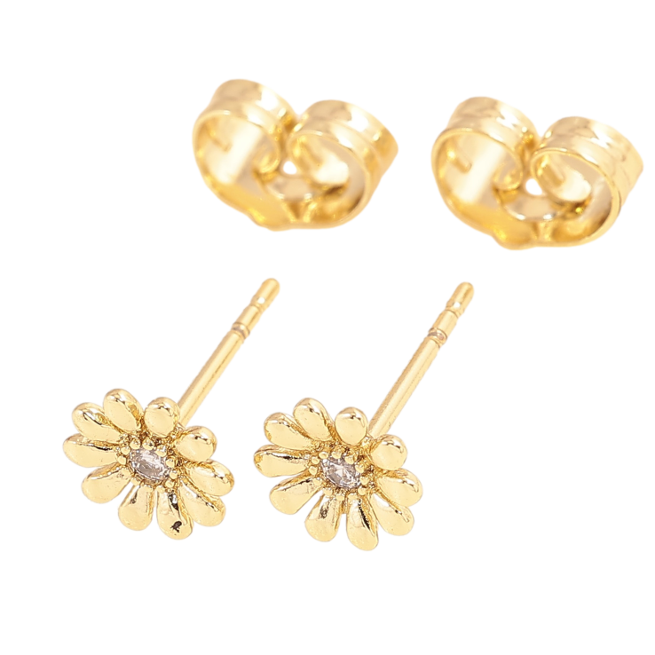 Серьги Xuping цвет Позолота 14K пусеты "Цветочки"  фото №21