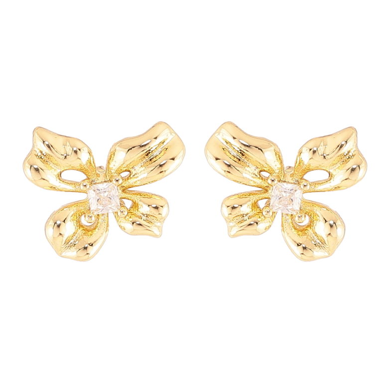 Сережки Xuping колір Позолота 14K пусети "Метелики з кристалами" фото №1