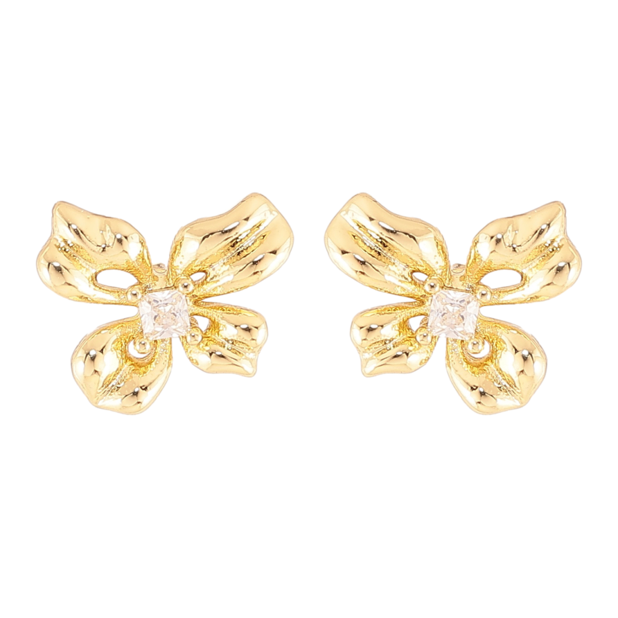 Сережки Xuping колір Позолота 14K пусети "Метелики з кристалами" фото №1 Сережки Xuping колір Позолота 14K пусети "Метелики з кристалами" фото №1