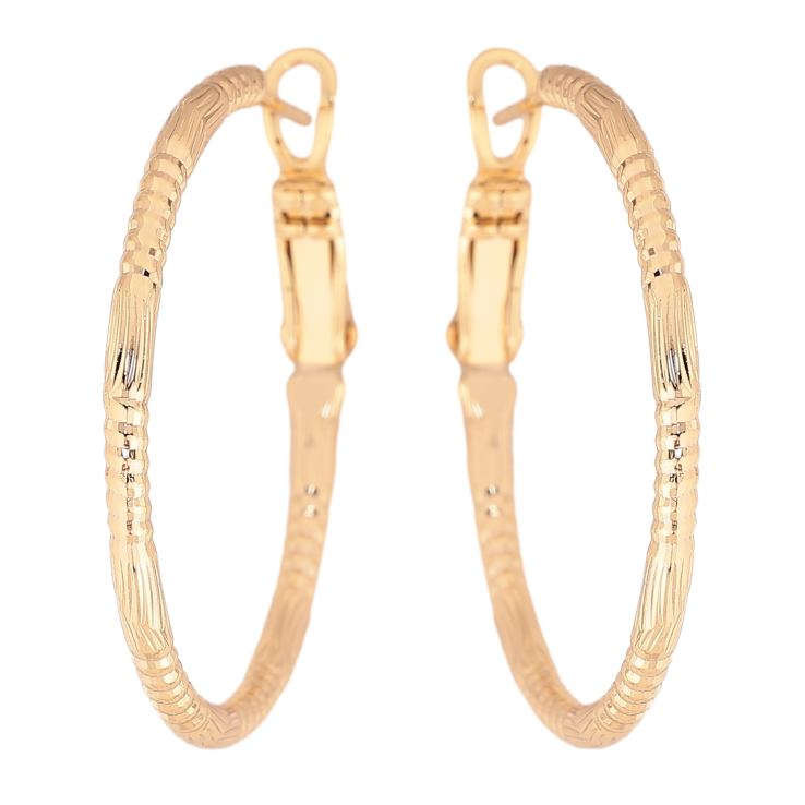 Сережки Xuping колір Позолота 14K кільця (конго) "Декоративний візерунок" ø 3см фото №18