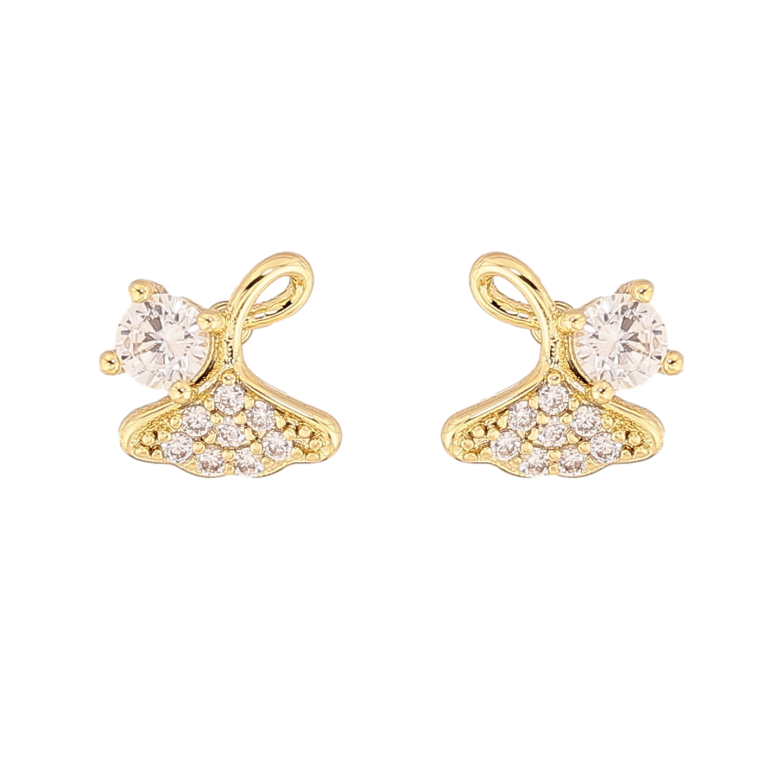 Серьги Xuping цвет Позолота 14K пусеты "Листики с кристаллами" фото №1 Серьги Xuping цвет Позолота 14K пусеты "Листики с кристаллами" фото №1