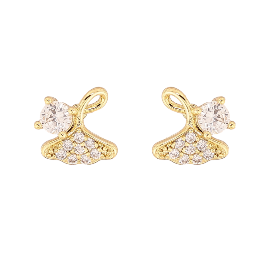 Сережки Xuping колір Позолота 14K пусети "Листочки з кристалами" фото №1 Сережки Xuping колір Позолота 14K пусети "Листочки з кристалами" фото №1