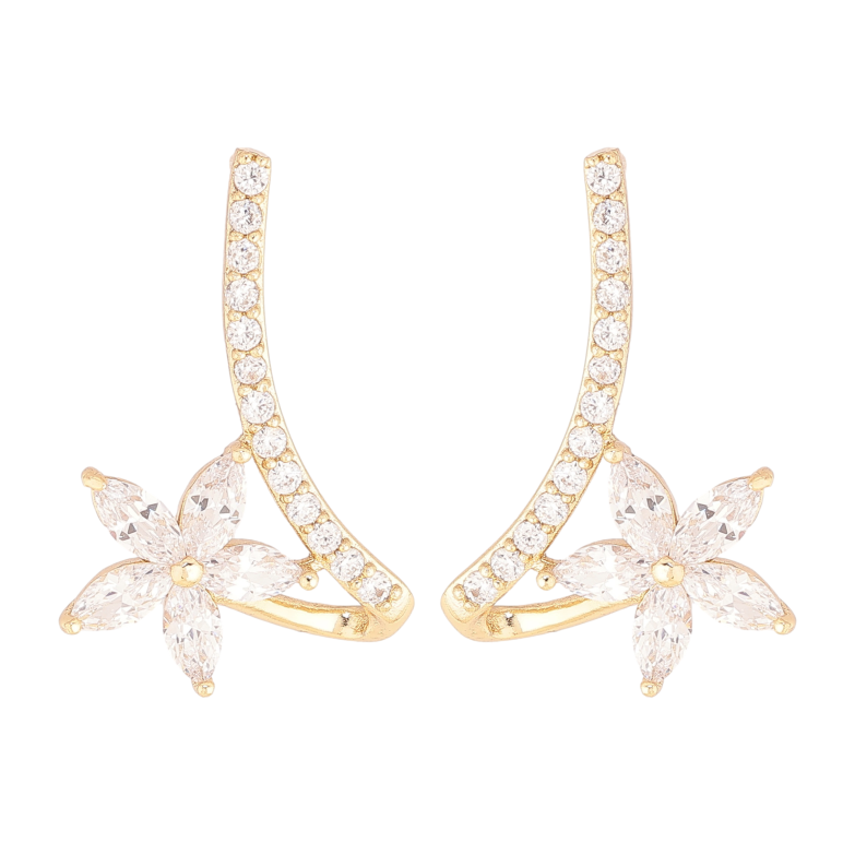 Сережки Xuping колір Позолота 14K пусети "Квіточки з кристалами" фото №1 Сережки Xuping колір Позолота 14K пусети "Квіточки з кристалами" фото №1