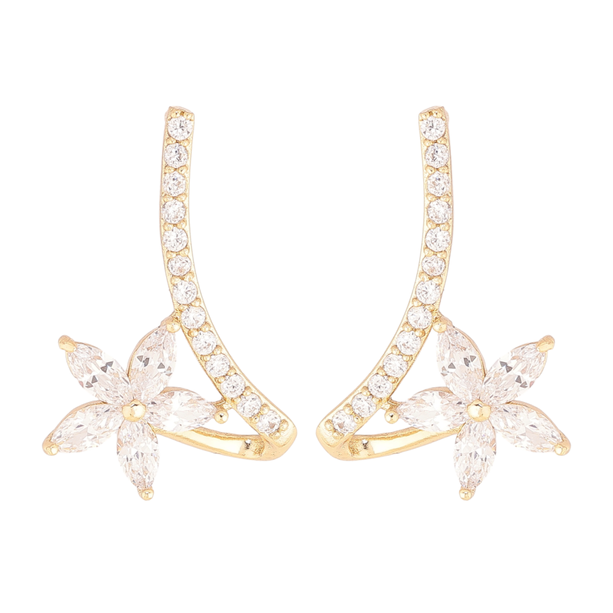 Сережки Xuping колір Позолота 14K пусети "Квіточки з кристалами" фото №1 Сережки Xuping колір Позолота 14K пусети "Квіточки з кристалами" фото №1