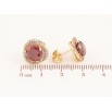 Серьги Xuping цвет Позолота 14K пусеты "Цветочки с красными кристаллами" фото №2