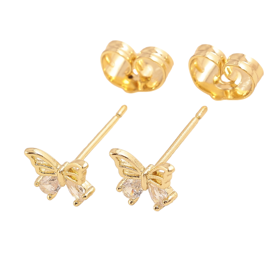 Сережки Xuping колір Позолота 14K пусети "Банти з кристалами" фото №1 Сережки Xuping колір Позолота 14K пусети "Банти з кристалами" фото №1
