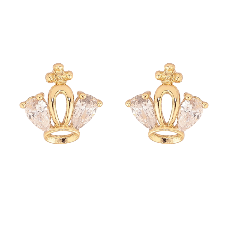 Сережки Xuping колір Позолота 14K пусети "Корона з кристалами" фото №2