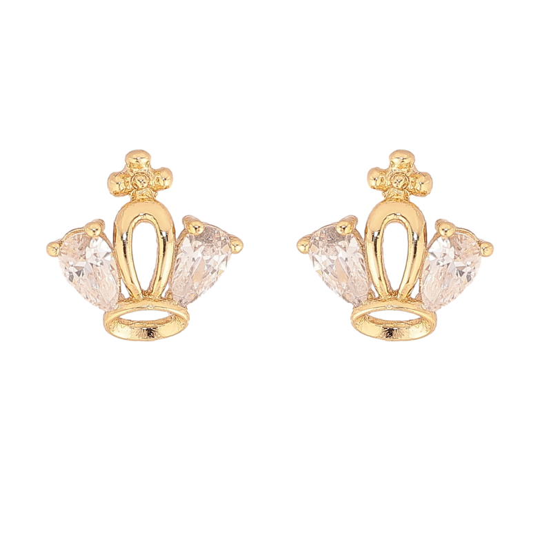 Сережки Xuping колір Позолота 14K пусети "Корона з кристалами" фото №1
