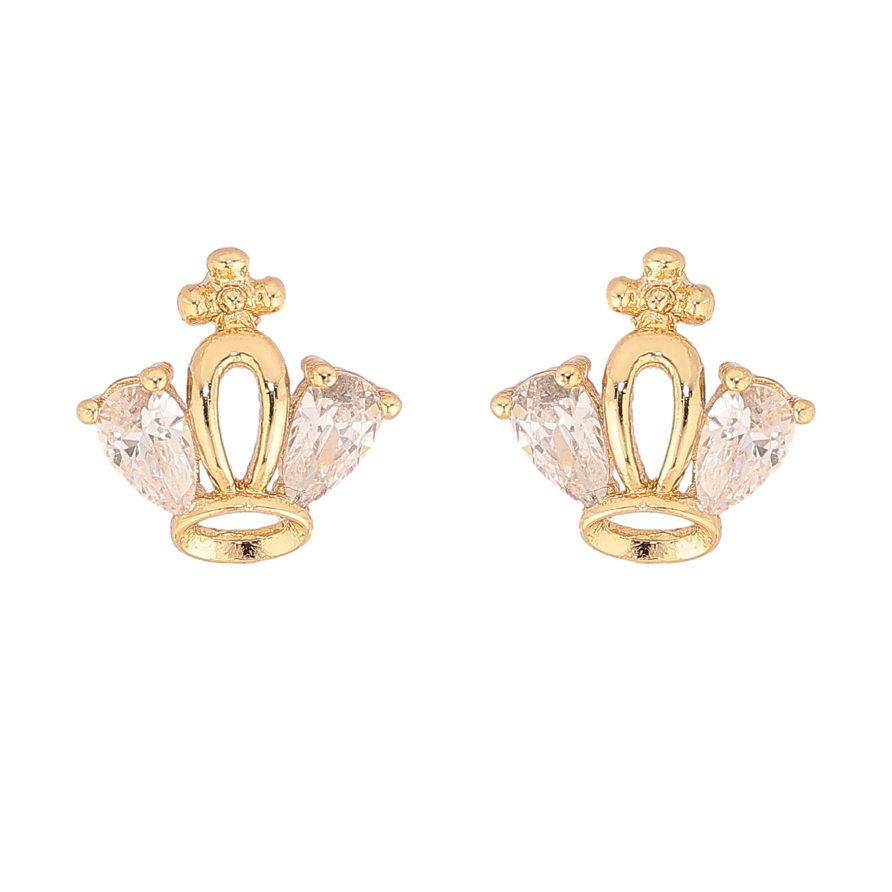 Сережки Xuping колір Позолота 14K пусети "Корона з кристалами" фото №1 Сережки Xuping колір Позолота 14K пусети "Корона з кристалами" фото №1