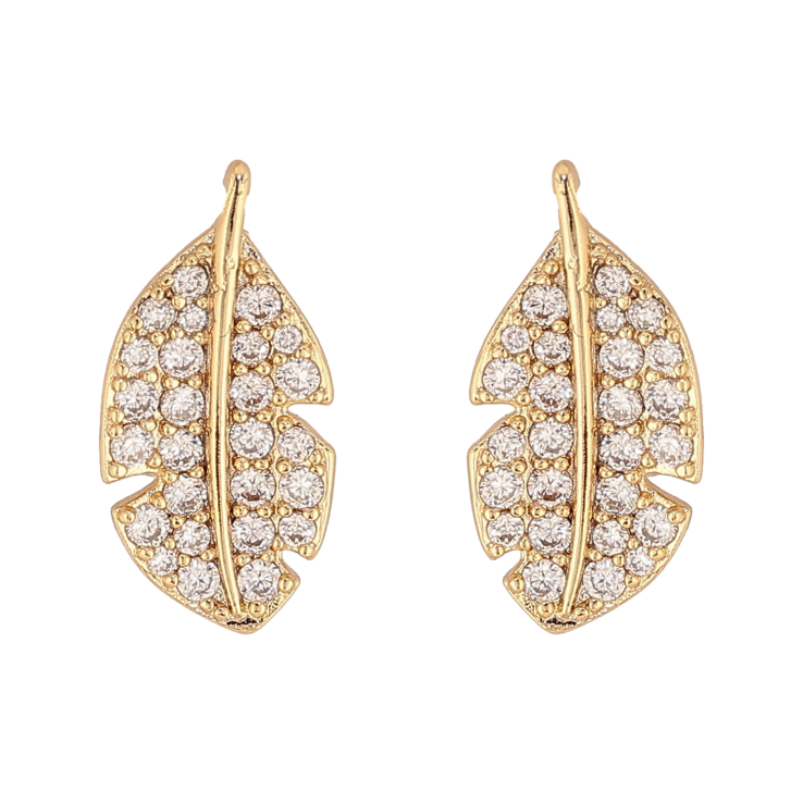 Сережки Xuping колір Позолота 14K пусети "Перо з інкрустацією кристалами" фото №20