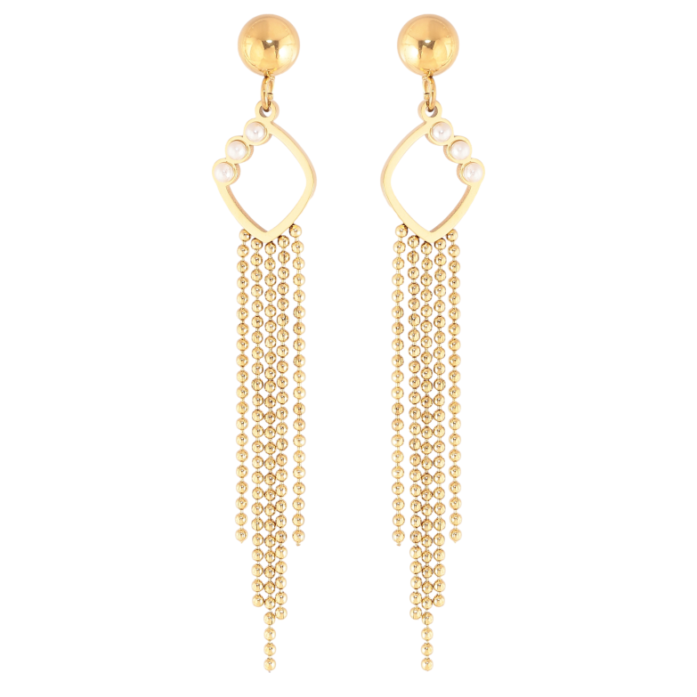 Серьги Xuping TTM Stainless Steel цвет 14K пусеты "Декоративные подвески с цепочками" фото №2 Серьги Xuping TTM Stainless Steel цвет 14K пусеты "Декоративные подвески с цепочками" фото №2
