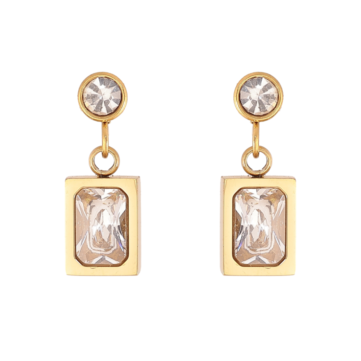 Сережки Xuping TTM Stainless Steel колір 14K пусети "Кристальні підвіски" фото №17
