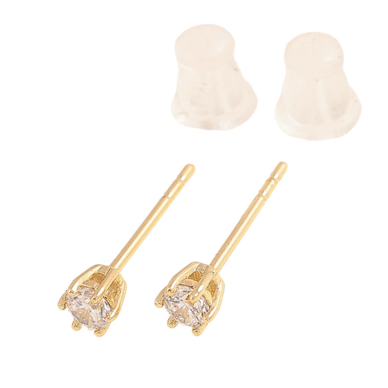 Сережки Xuping колір Позолота 14K пусети "Кристали в 6-ти крапановій оправі" ø 3мм фото №2