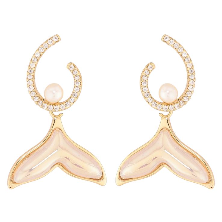 Серьги Xuping цвет Позолота 14K пусеты "Подвески хвост русалки" фото №14