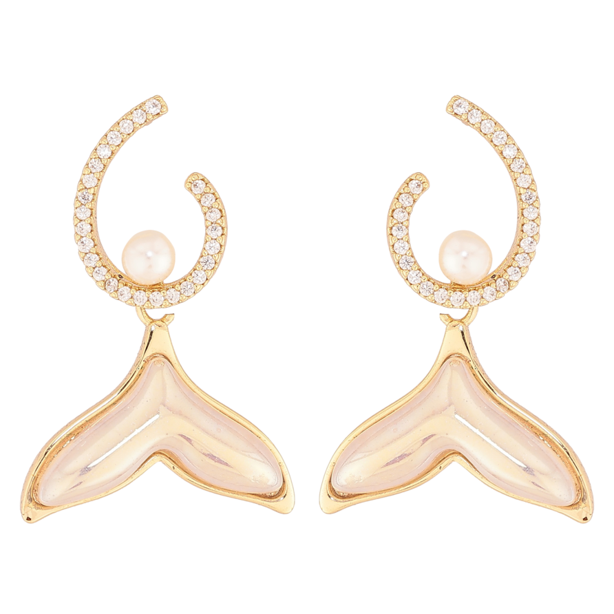 Серьги Xuping цвет Позолота 14K пусеты "Подвески хвост русалки" фото №1