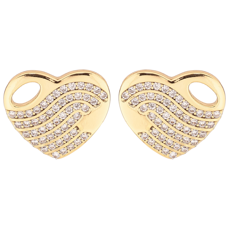 Серьги Xuping цвет Позолота 14K пусеты "Сердечки" фото №2