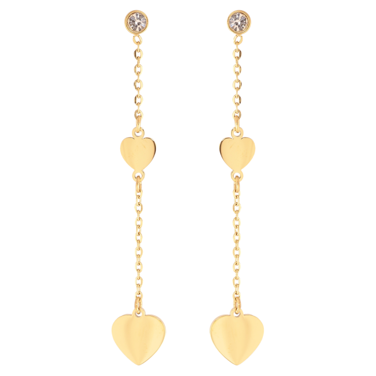 Сережки Xuping TTM Stainless Steel колір 14K пусети "Підвіски з сердечками" фото №18 Сережки Xuping TTM Stainless Steel колір 14K пусети "Підвіски з сердечками" фото №18