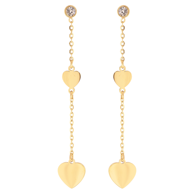 Сережки Xuping TTM Stainless Steel колір 14K пусети "Підвіски з сердечками" фото №2