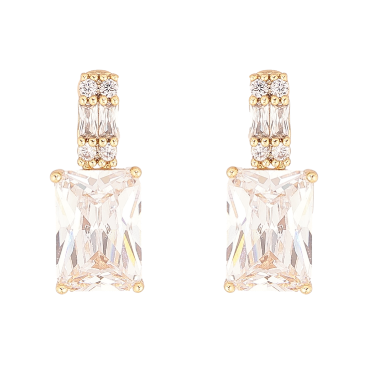 Сережки Xuping колір Позолота 14K пусети "Візерунок з кристалами" фото №17