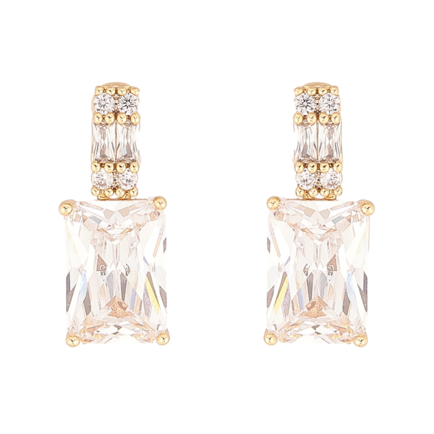 Сережки Xuping колір Позолота 14K пусети "Візерунок з кристалами" фото №1 Сережки Xuping колір Позолота 14K пусети "Візерунок з кристалами" фото №1