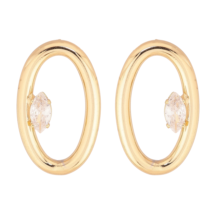 Сережки Xuping колір Позолота 14K пусети "Овали з кристалами" фото №6