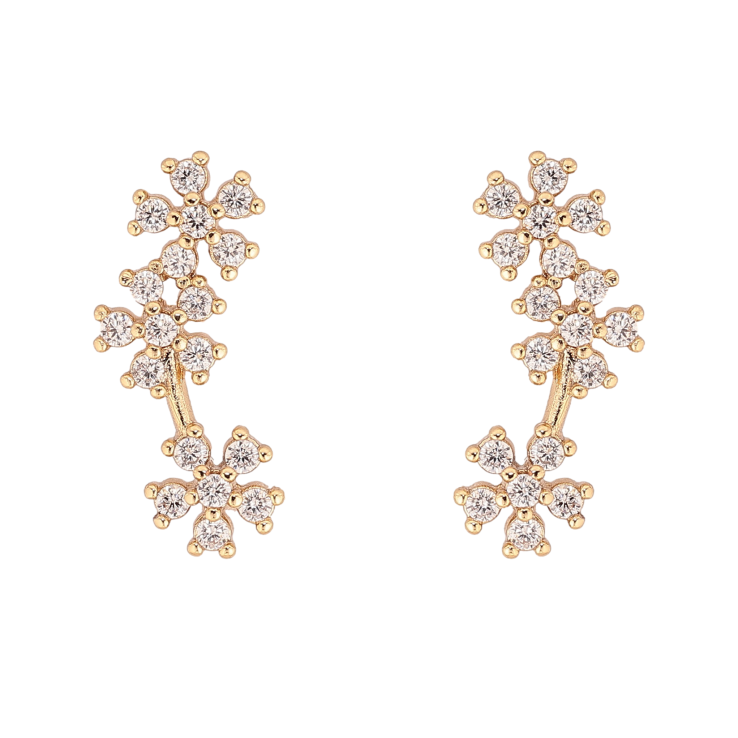 Серьги Xuping цвет Позолота 14K пусеты "Кристальные цветочки" фото №17