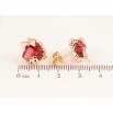 Серьги Xuping цвет Позолота 14K пусеты "Красные сердечки с бантами и мишками" фото №2