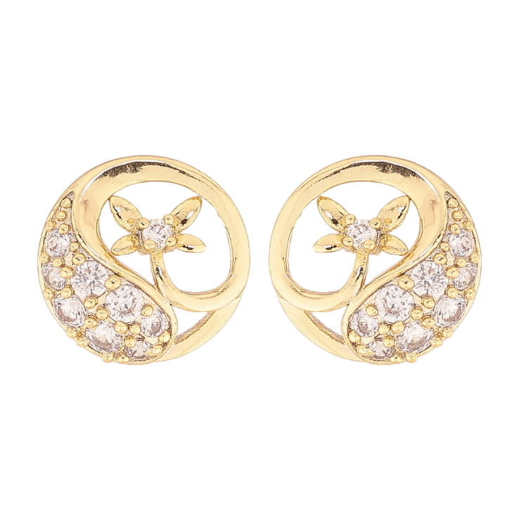 Серьги Xuping цвет Позолота 14K пусеты "Узор с стрекозами и кристаллами" фото №8