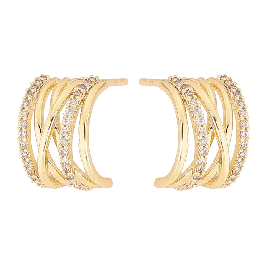 Сережки Xuping колір Позолота 14K пусети "Декоративні дуги" фото №1 Сережки Xuping колір Позолота 14K пусети "Декоративні дуги" фото №1