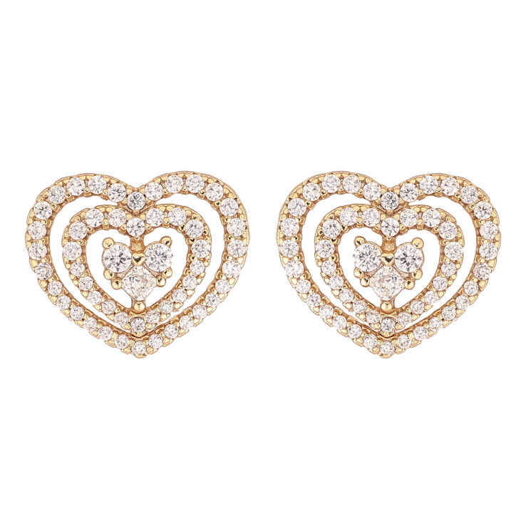 Сережки Xuping колір Позолота 14K пусети "Сердечки з кристалами" фото №20