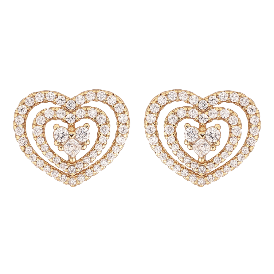 Сережки Xuping колір Позолота 14K пусети "Сердечки з кристалами" фото №1 Сережки Xuping колір Позолота 14K пусети "Сердечки з кристалами" фото №1